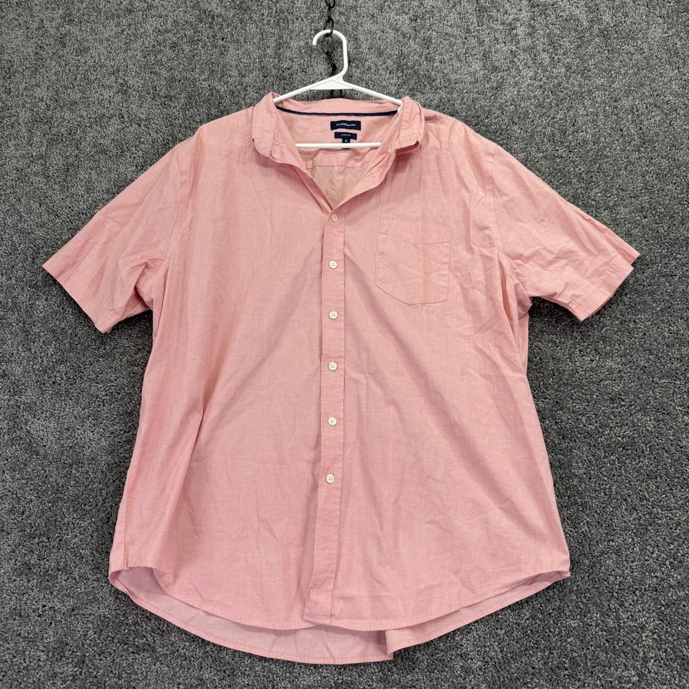 Croft & Barrow Shirt Mens XL Pink Short Sleeve Button Up Stretch Casual